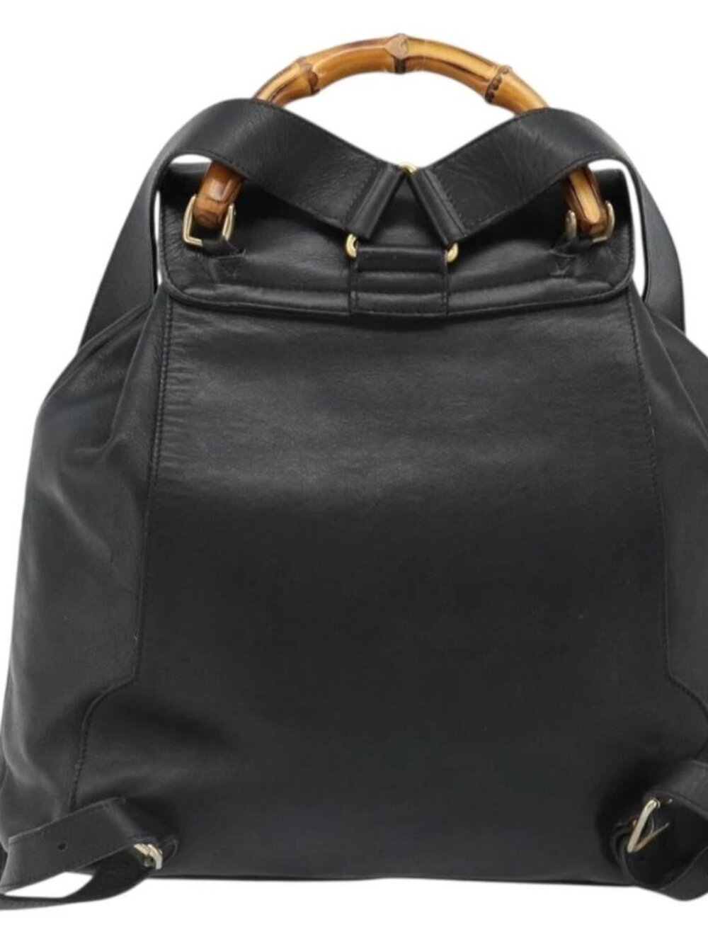 GUCCI Bamboo Backpack Leather Black Gold 003 2058 0016 Auth BA13350 - Picture 2 of 16
